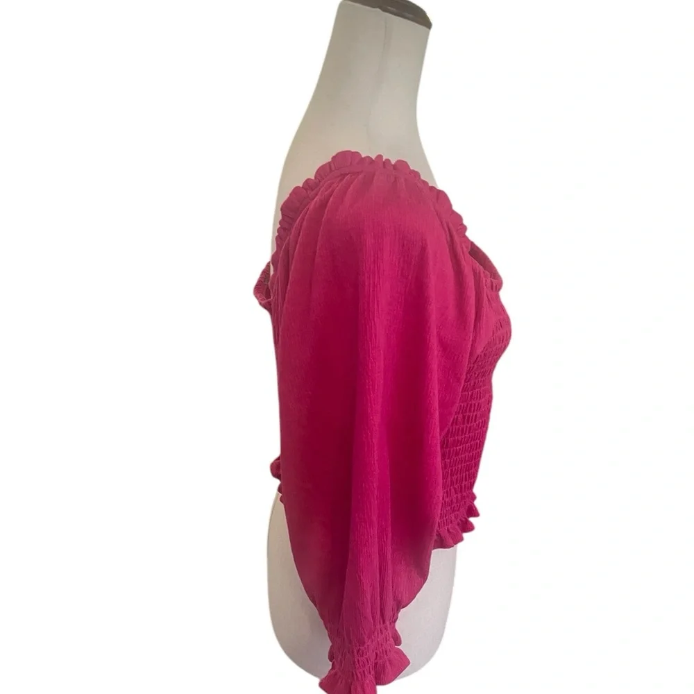 FREE PEOPLE Brenyce Smocked Top Pink Cropped